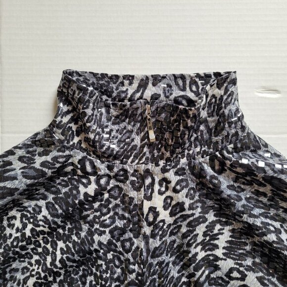 Lisa International jacket plus size grey black wild cat pattern stretchy leopard - Picture 8 of 11